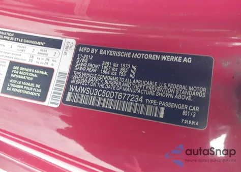 2013 Mini Hardtop Cooper z USA, uszkodzony, nr VIN WMWSU3C50DT677234
